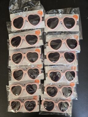 Carter's Casepack Of 12 New Pairs Of Pink Heart Sunglesses, Toddler Size